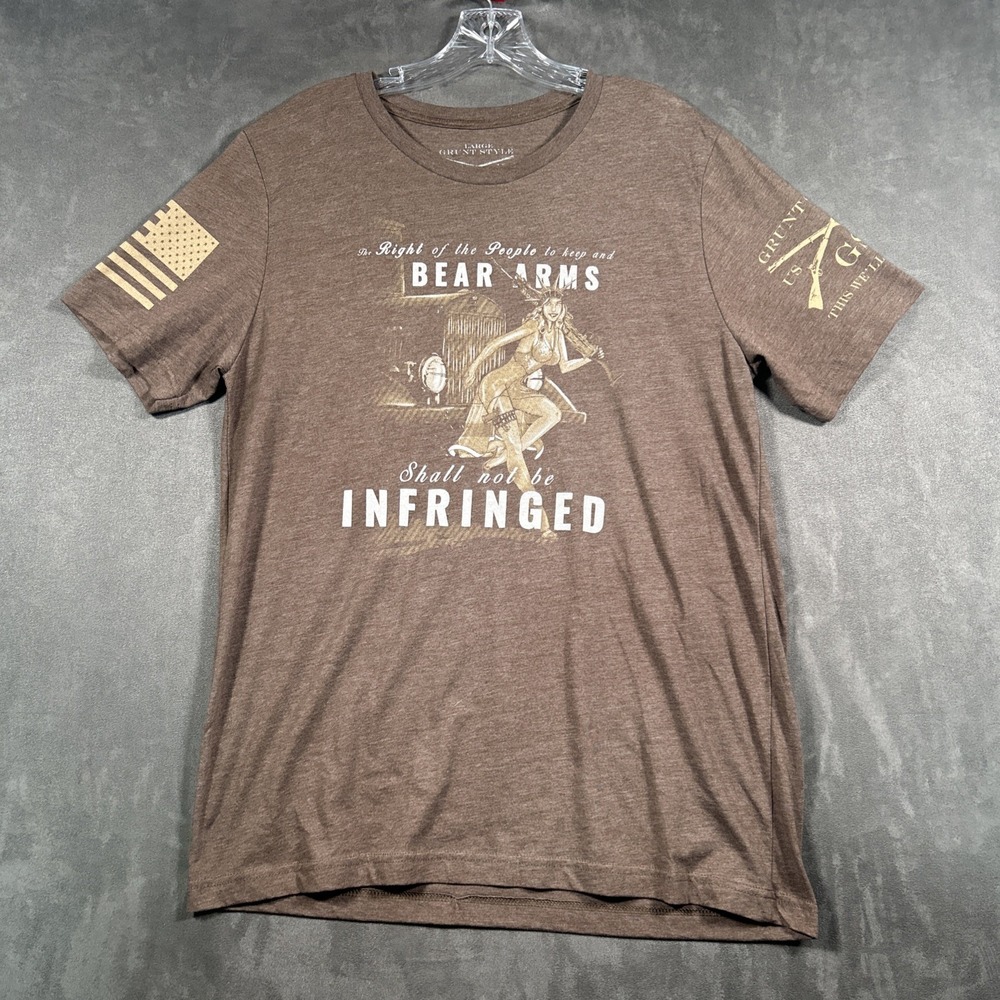 Grunt Style Mens Bear Arms Large T-Shirt Brown